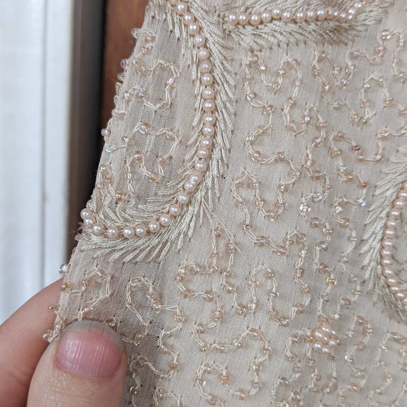 Vintage 90s Cream Beaded Two Piece Tank Top And Evening Jacket Set - Picture 13 of 15